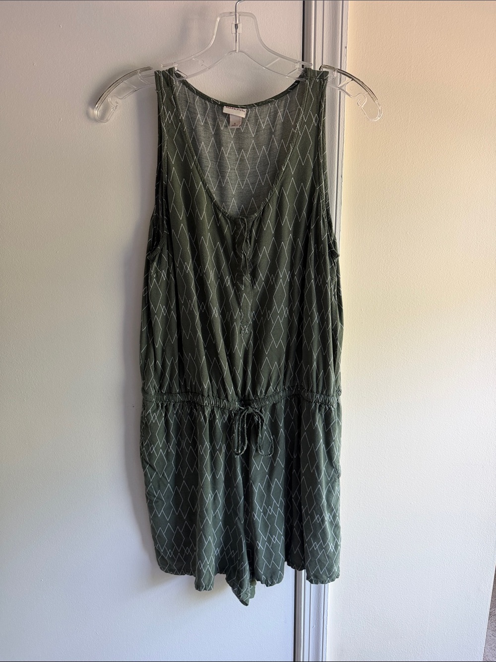 Merona Olive Green Sleeveless Romper with Drawstring
